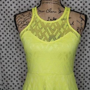 yellow fishnet dress
